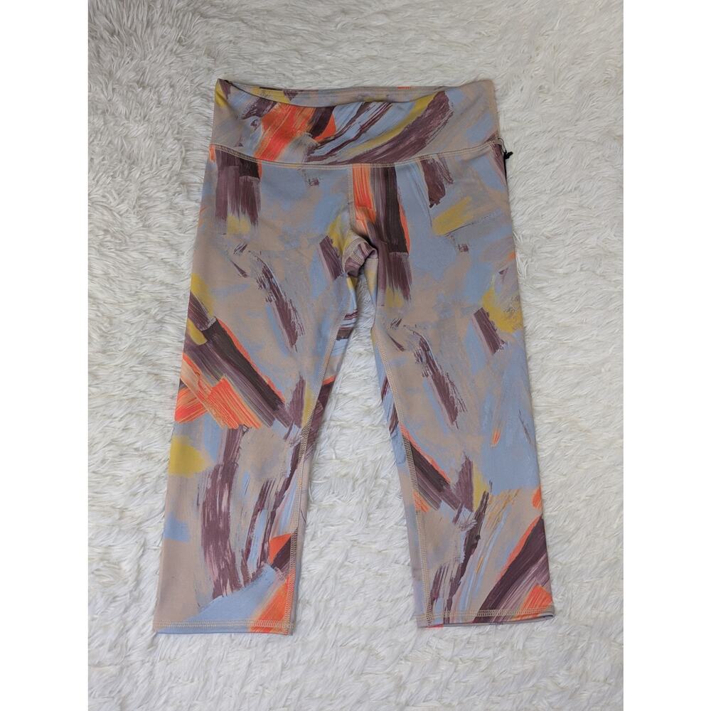 Alo Yoga Airbrush Capri Leggings Blue Orange Brown Size Medium - Picture 12 of 12